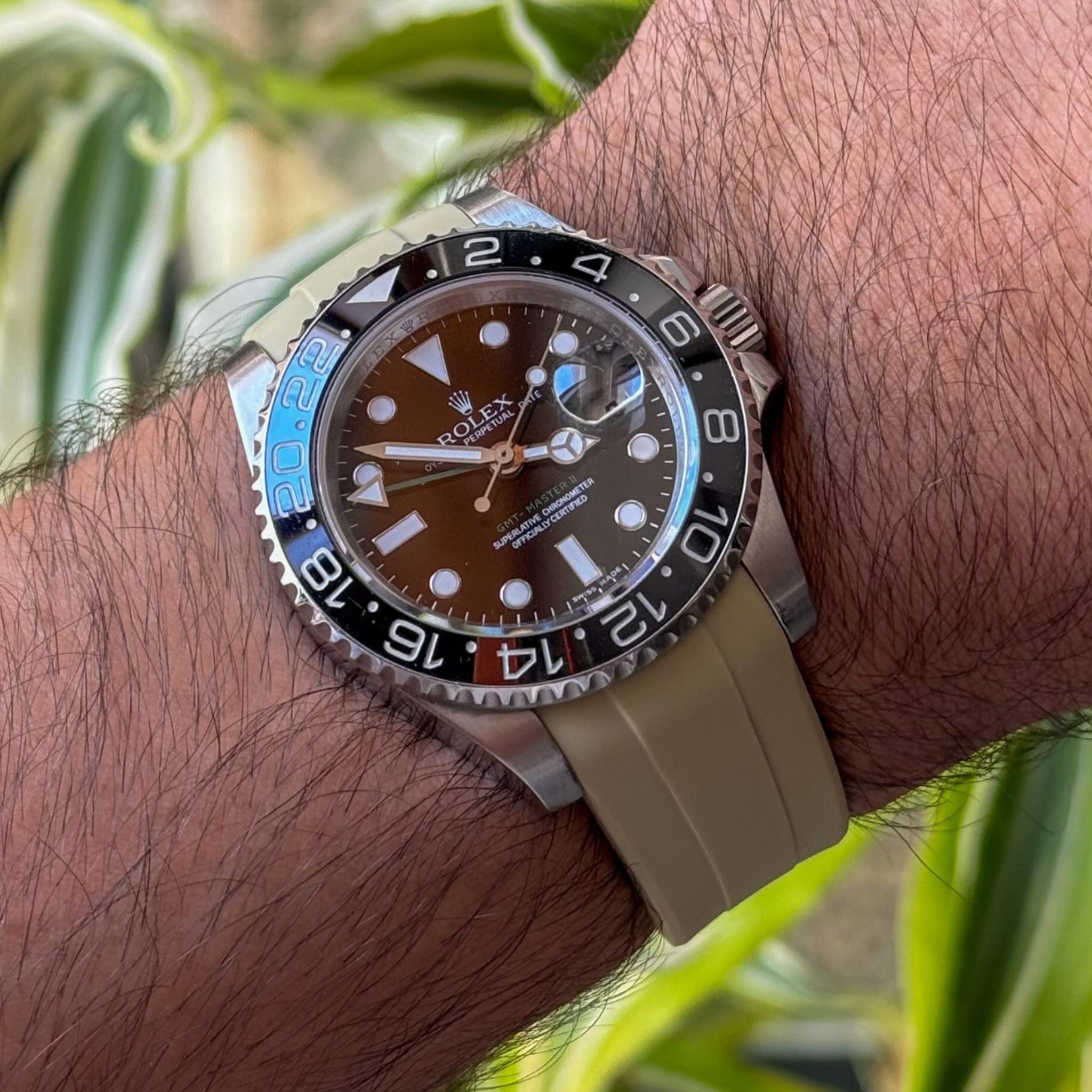 Deployant Rubber Strap - For Rolex GMT - Master II - Beige - Helvetus