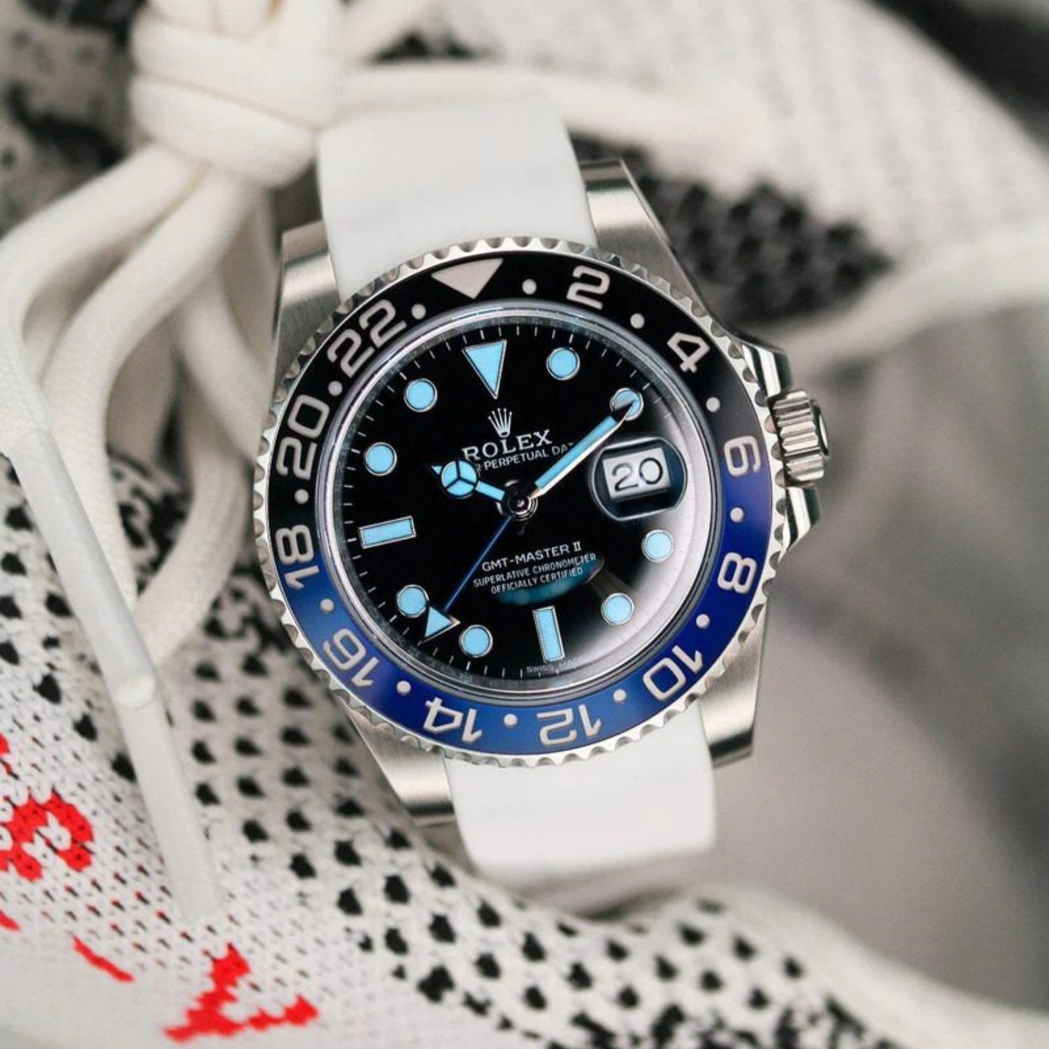 Deployant Rubber Strap - For Rolex GMT - Master II - White - Helvetus