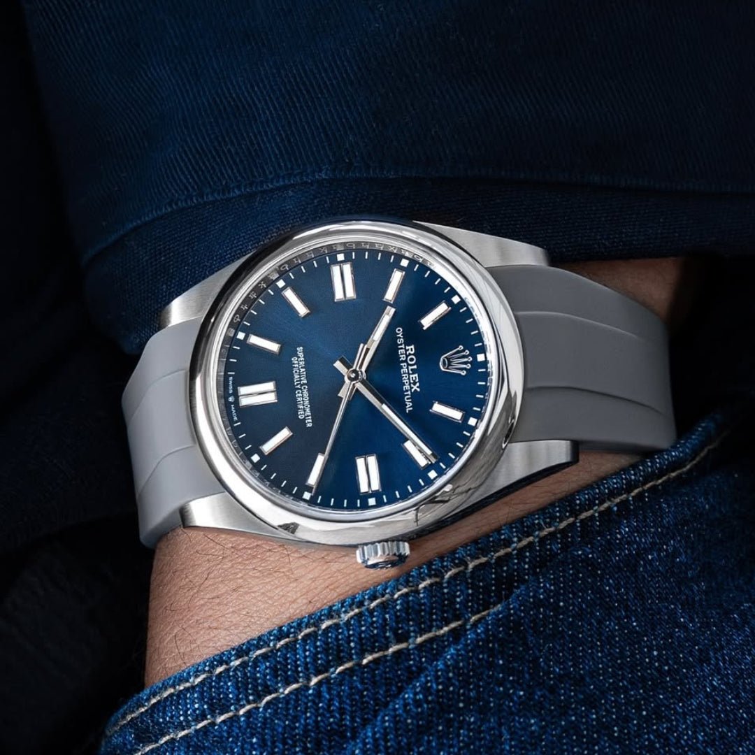 Deployant Rubber Strap - For Rolex Oyster Perpetual 36mm - Grey - Helvetus