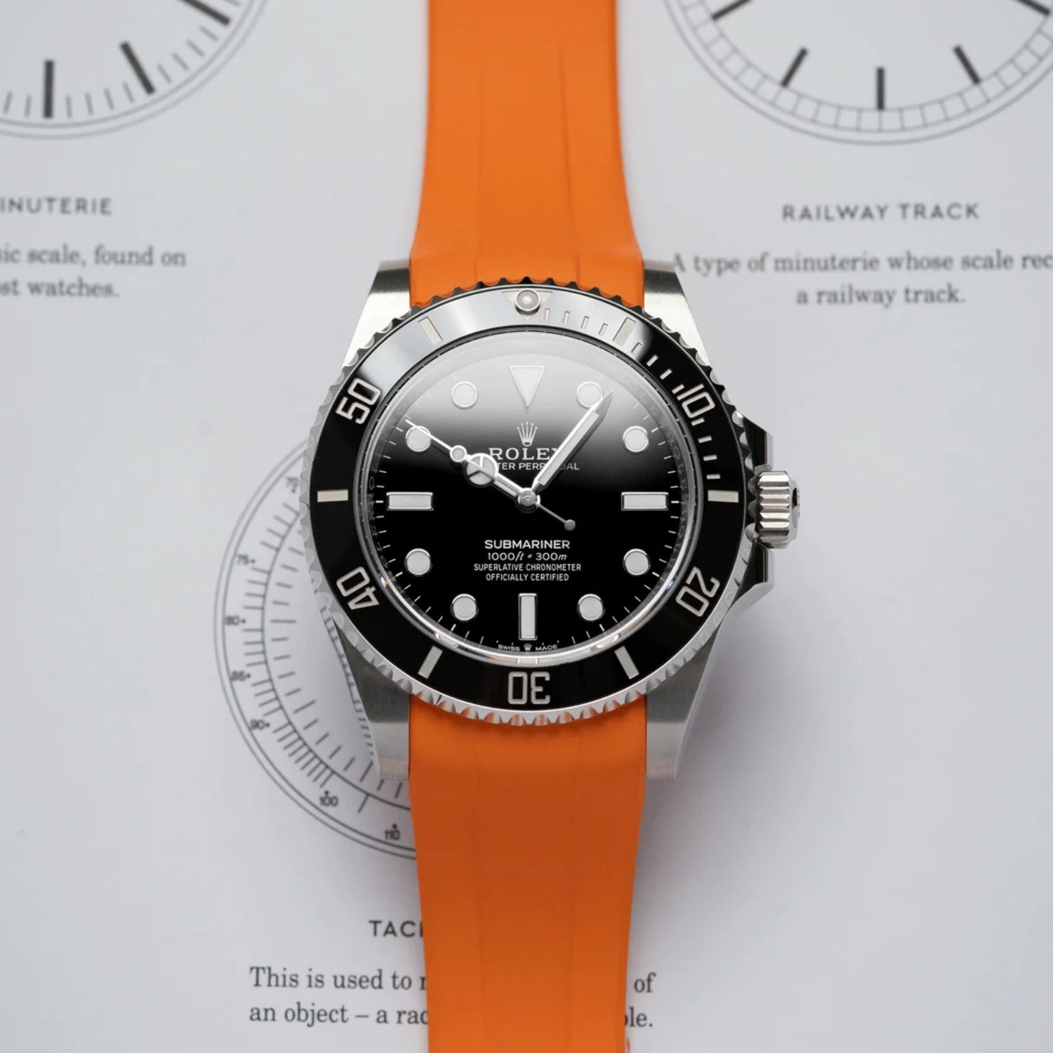 Deployant Rubber Strap - For Rolex Submariner - Orange - Helvetus