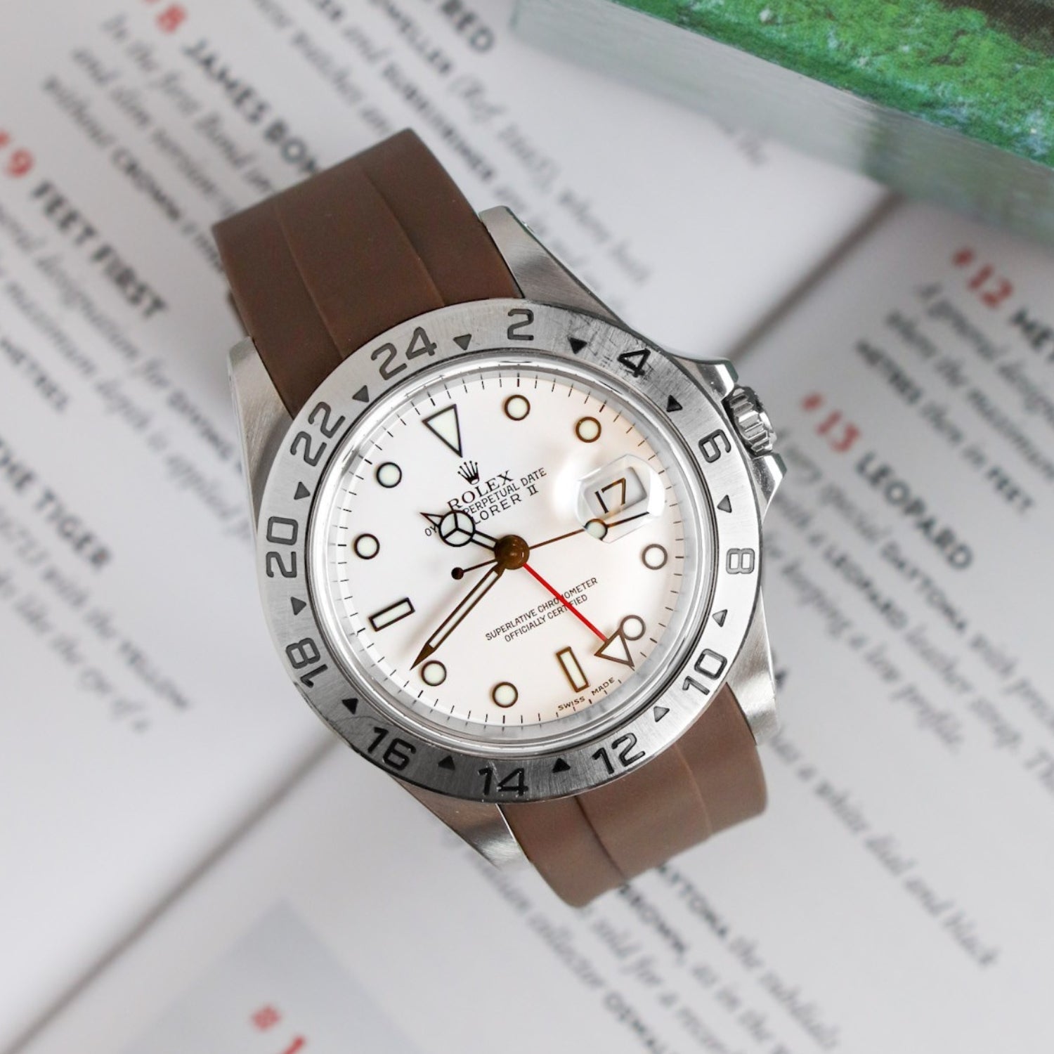 Deployant Strap - For Rolex Explorer II - Brown - Helvetus