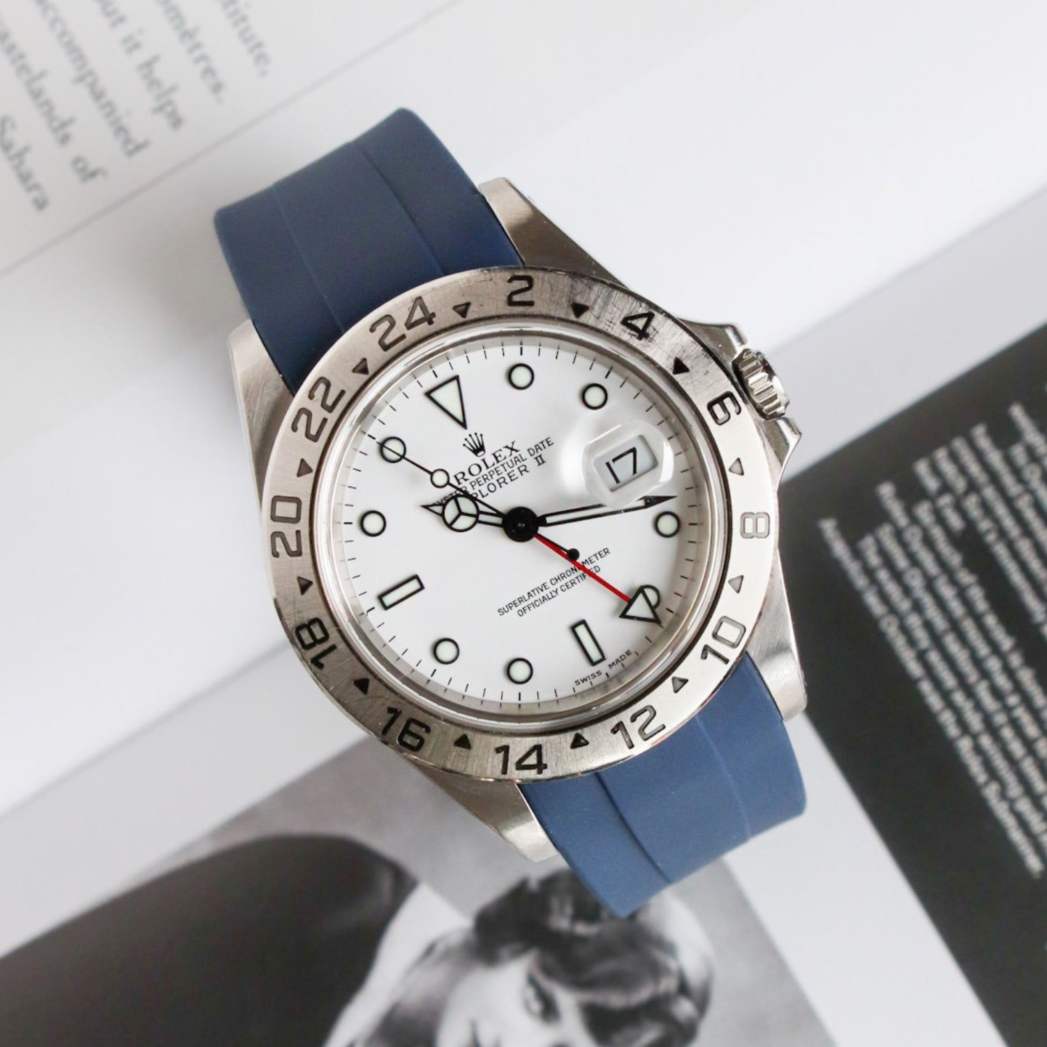 Deployant Strap - For Rolex Explorer II - Navy Blue - Helvetus