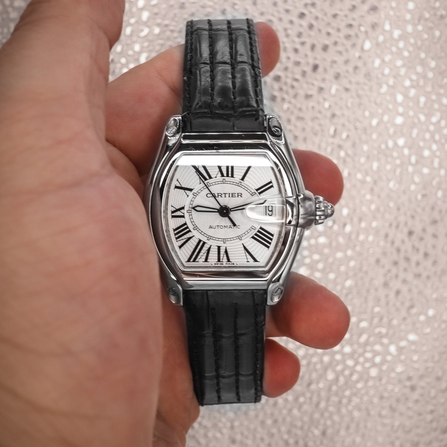 Leather Strap - For Cartier Roadster - Black - Helvetus