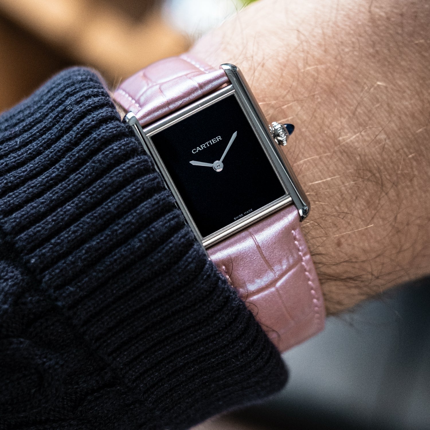 Leather Strap for Cartier Tank / Tank Solo / Tank Must – Pink - Helvetus