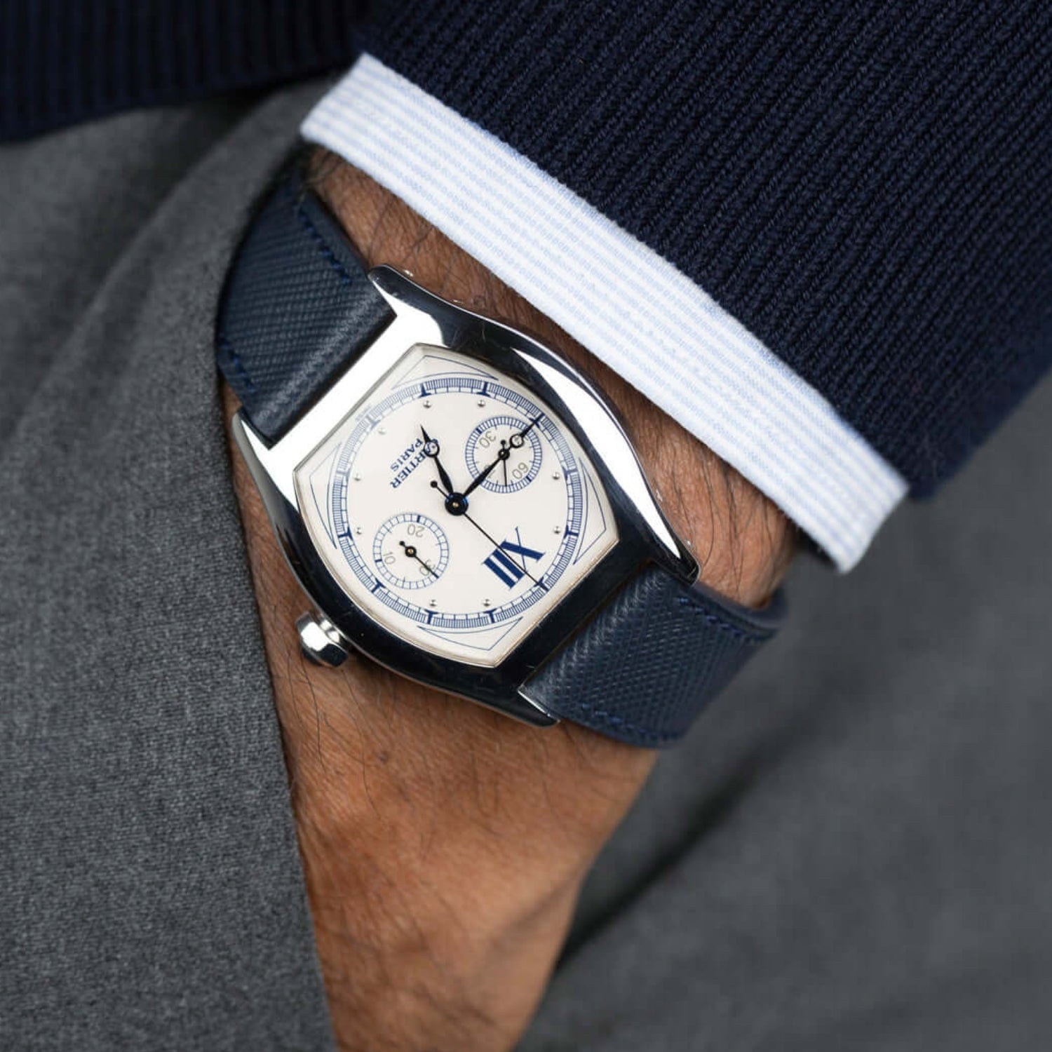 Leather Strap - Navy Blue - Classic Design - Helvetus