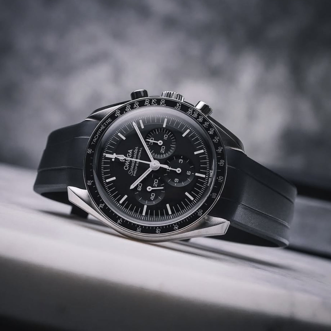 سوار مطاطي - لـ Omega Speedmaster - أسود