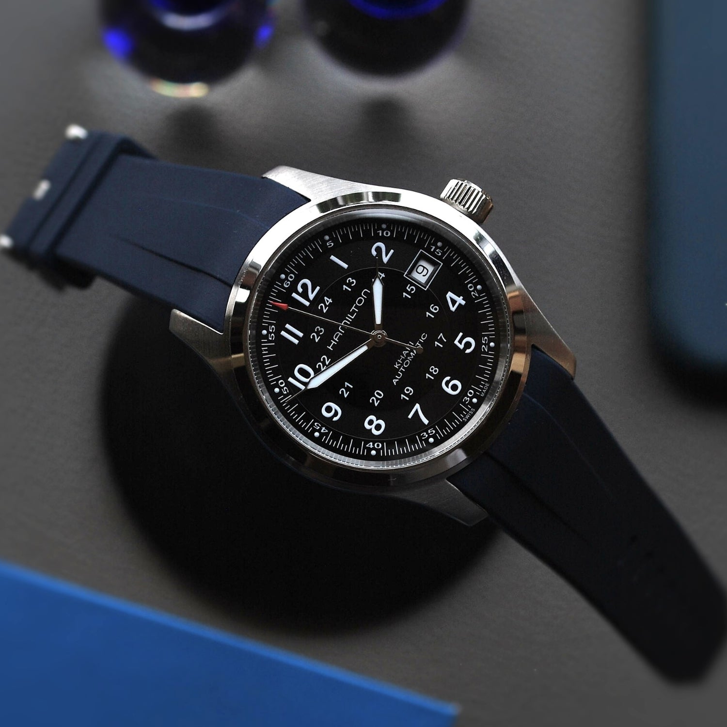 Rubber Strap – For Hamilton Khaki Field (38mm/40mm/42mm) - Navy Blue - Helvetus