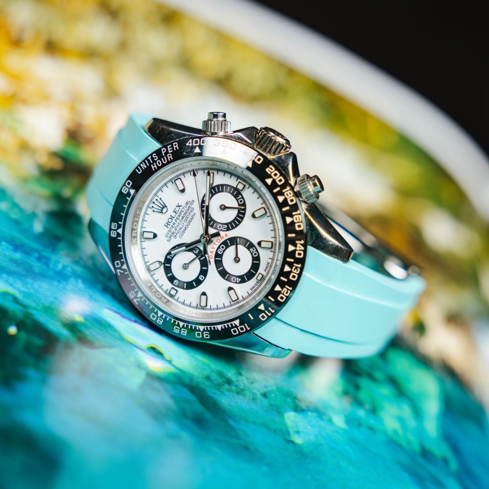 Rubber Strap - For Rolex Daytona - Turquoise - Helvetus