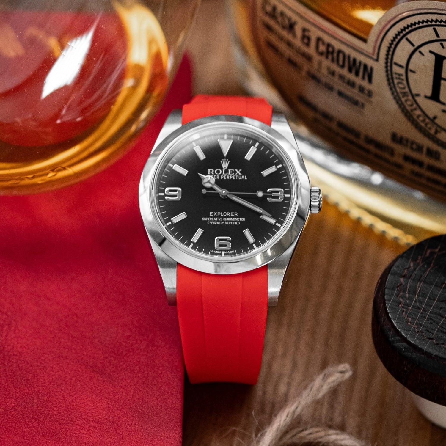 Rubber Strap - For Rolex Explorer I - Red - Helvetus