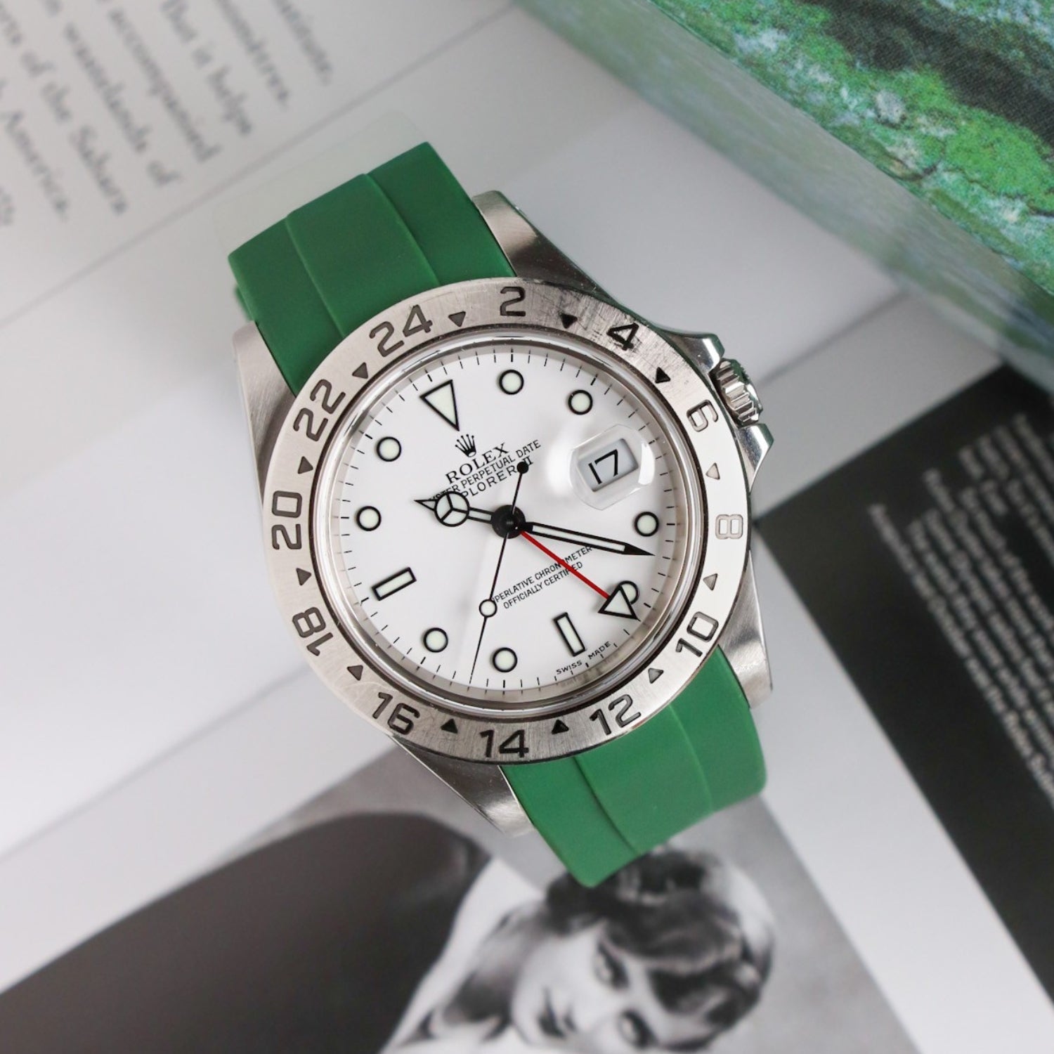 Rubber Strap - For Rolex Explorer II - Green - Helvetus