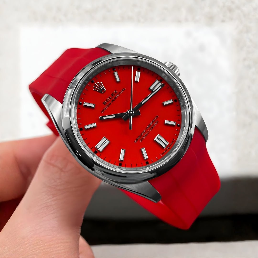 Rubber Strap - For Rolex Oyster Perpetual 41mm - Red - Helvetus