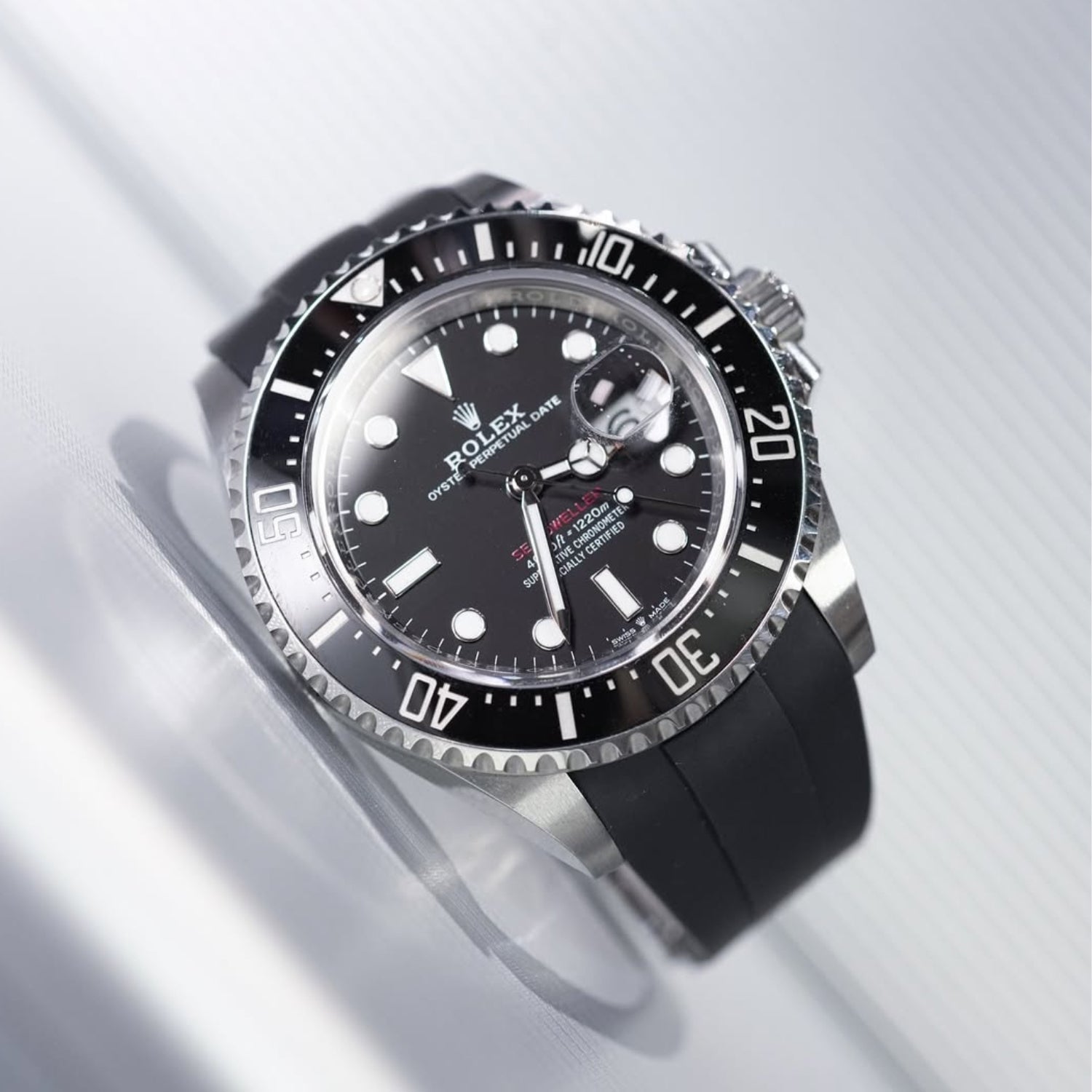 Rubber Strap - For Rolex Sea - Dweller - Black - Helvetus