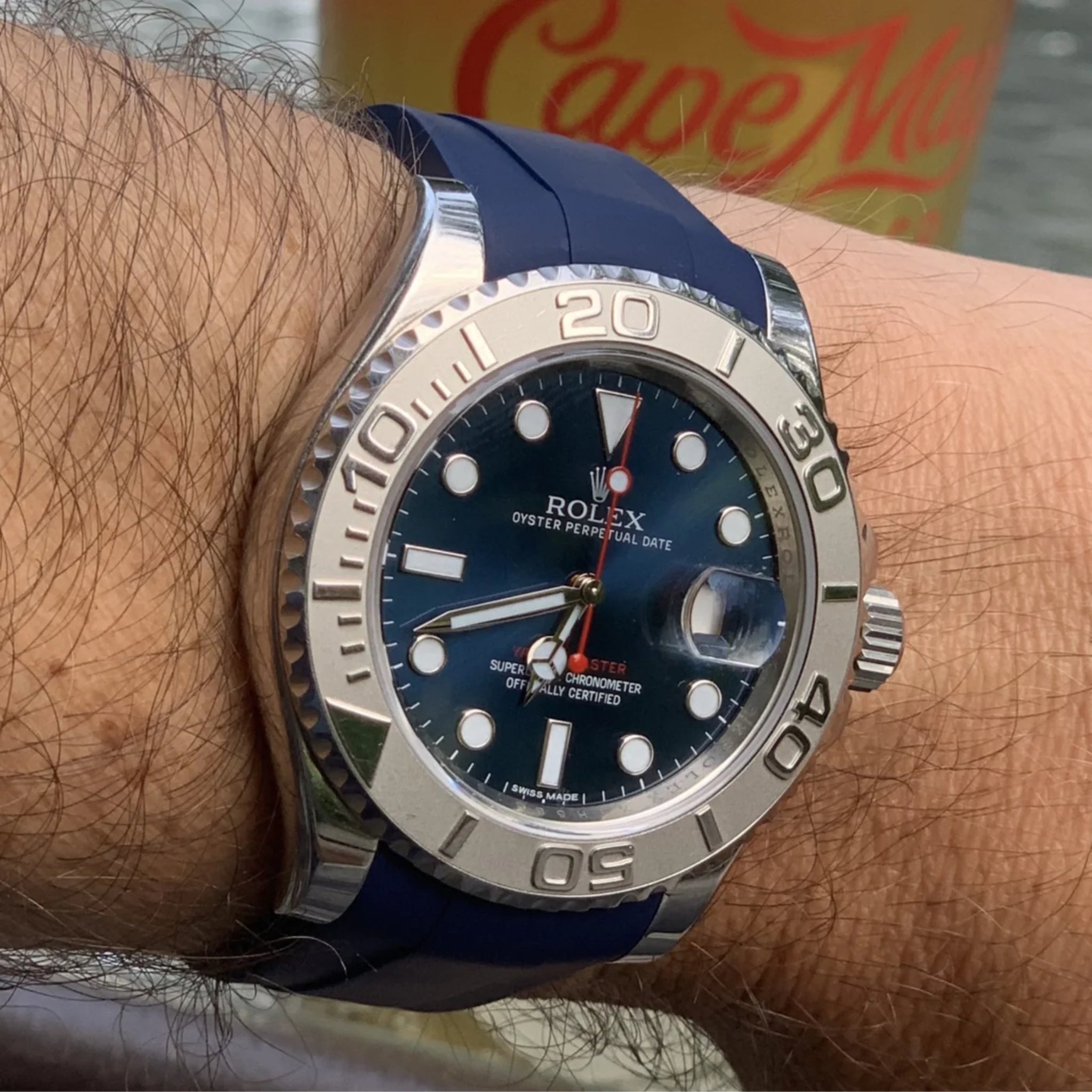 Rubber Strap - For Rolex Yacht - Master 40mm/42mm - Navy Blue - Helvetus