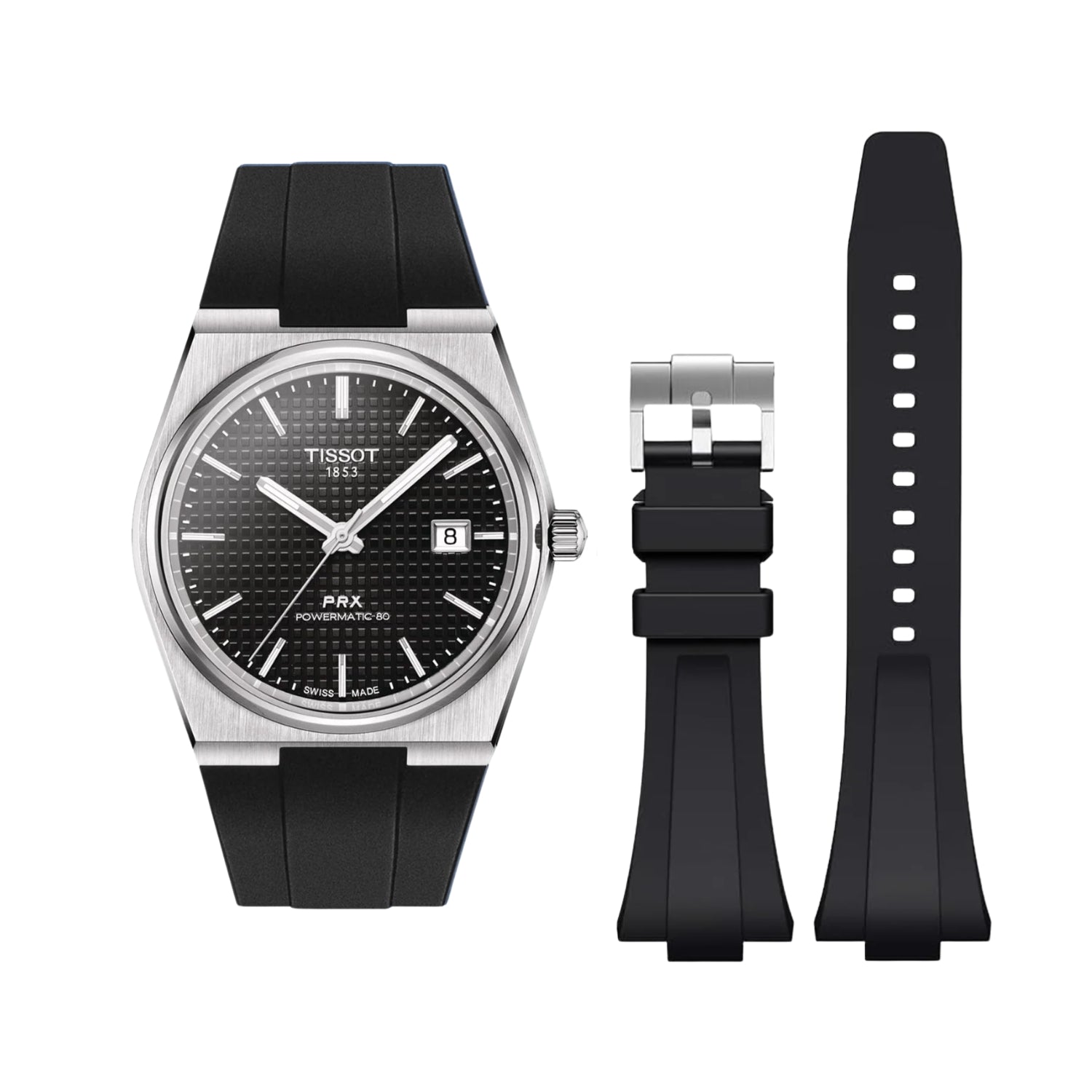 Rubber Strap - For Tissot PRX - Black - Helvetus