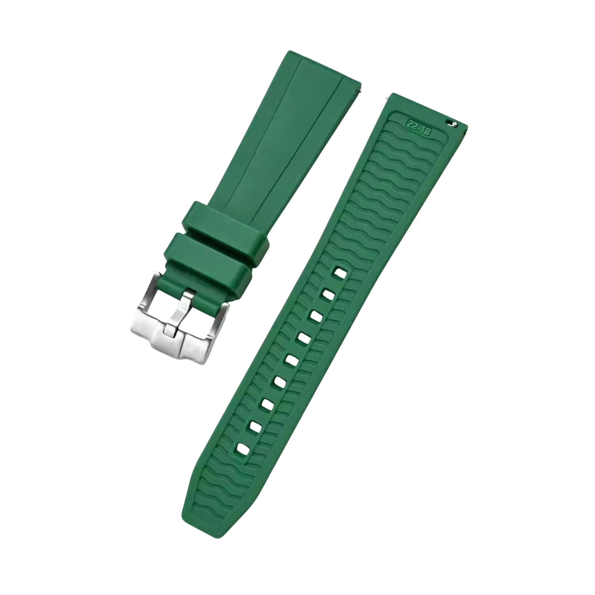 Straight FKM Rubber Strap – Universal Fit – Green (20mm / 22mm / 24mm) - Helvetus