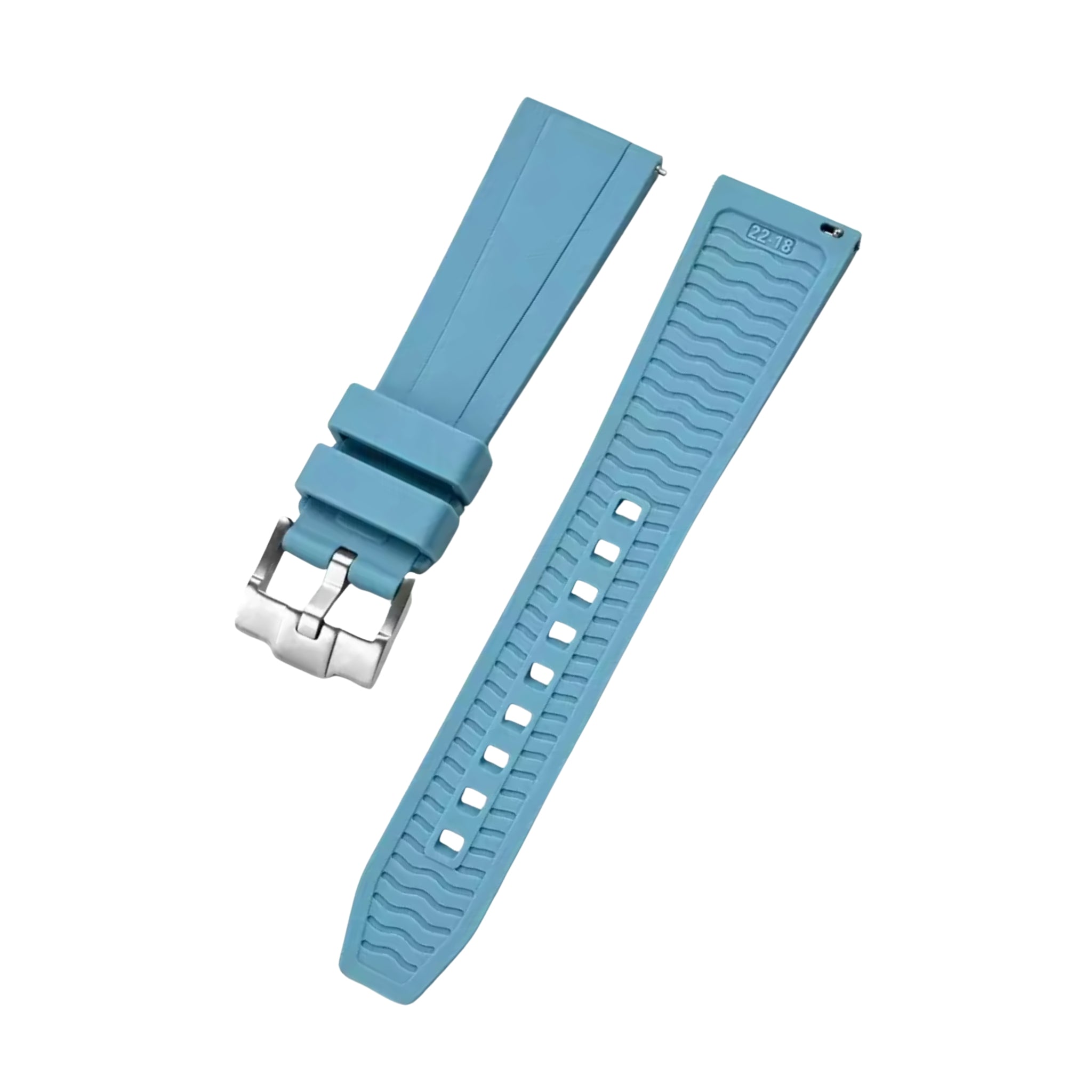 Straight FKM Rubber Strap – Universal Fit – Light Blue (20mm / 22mm / 24mm) - Helvetus