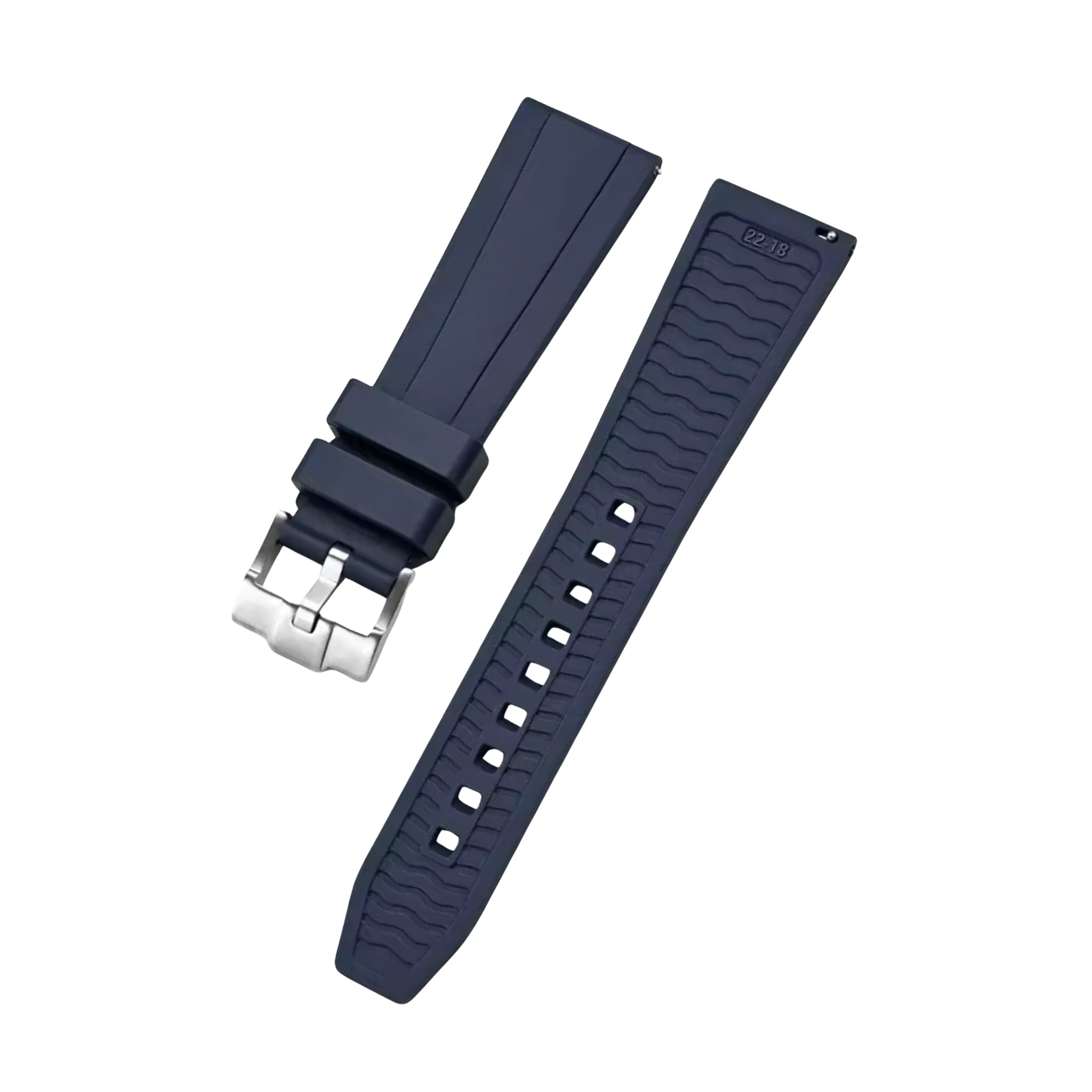 Straight FKM Rubber Strap – Universal Fit – Navy Blue (20mm / 22mm / 24mm) - Helvetus