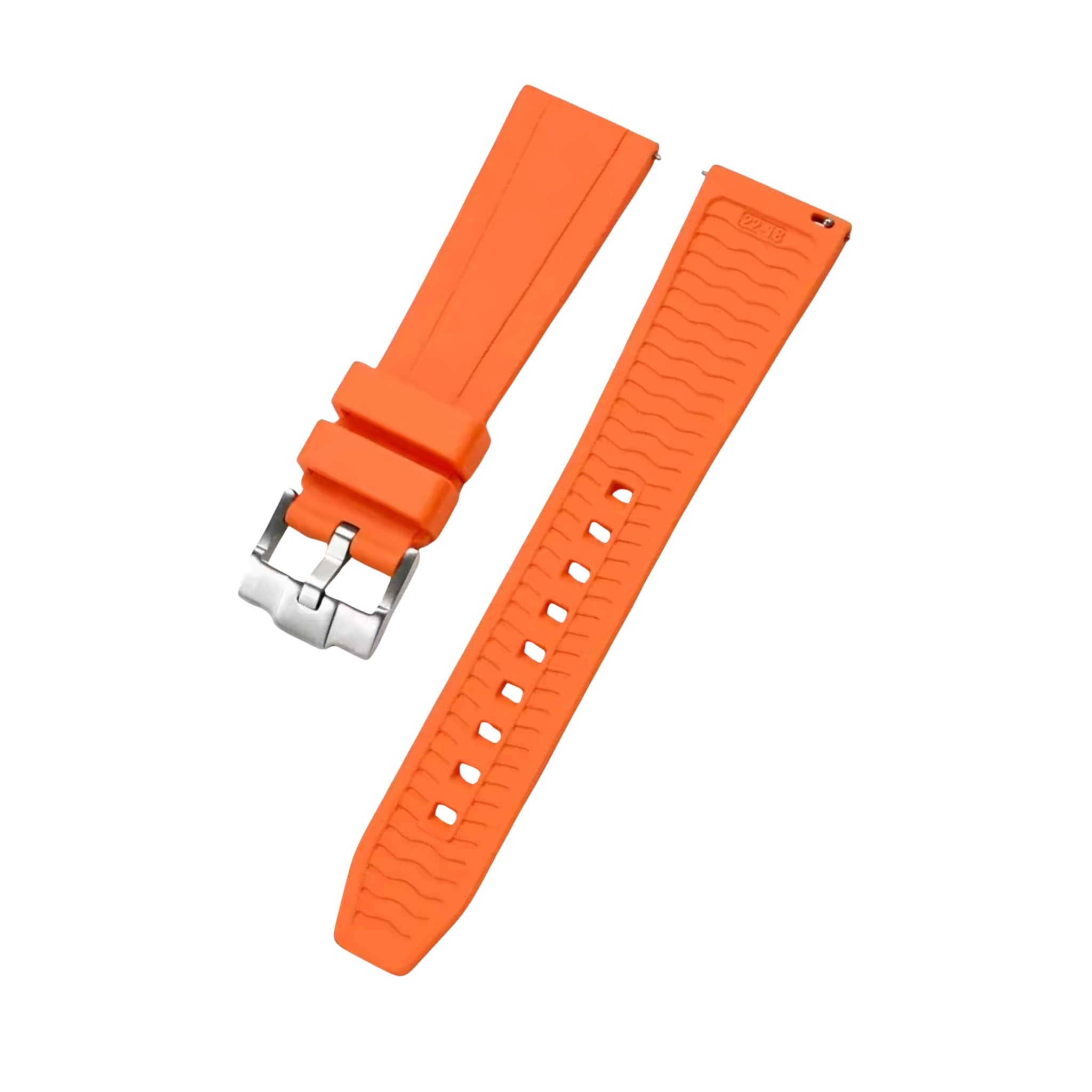 Straight FKM Rubber Strap – Universal Fit – Orange (20mm / 22mm / 24mm) - Helvetus