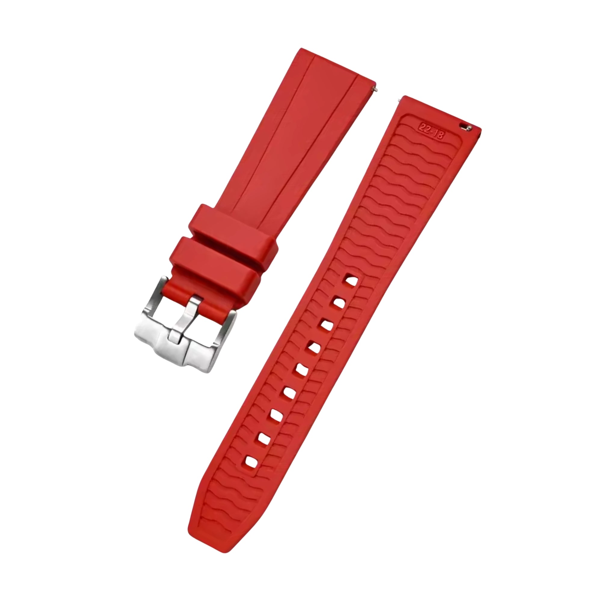 Straight FKM Rubber Strap – Universal Fit – Red (20mm / 22mm / 24mm) - Helvetus
