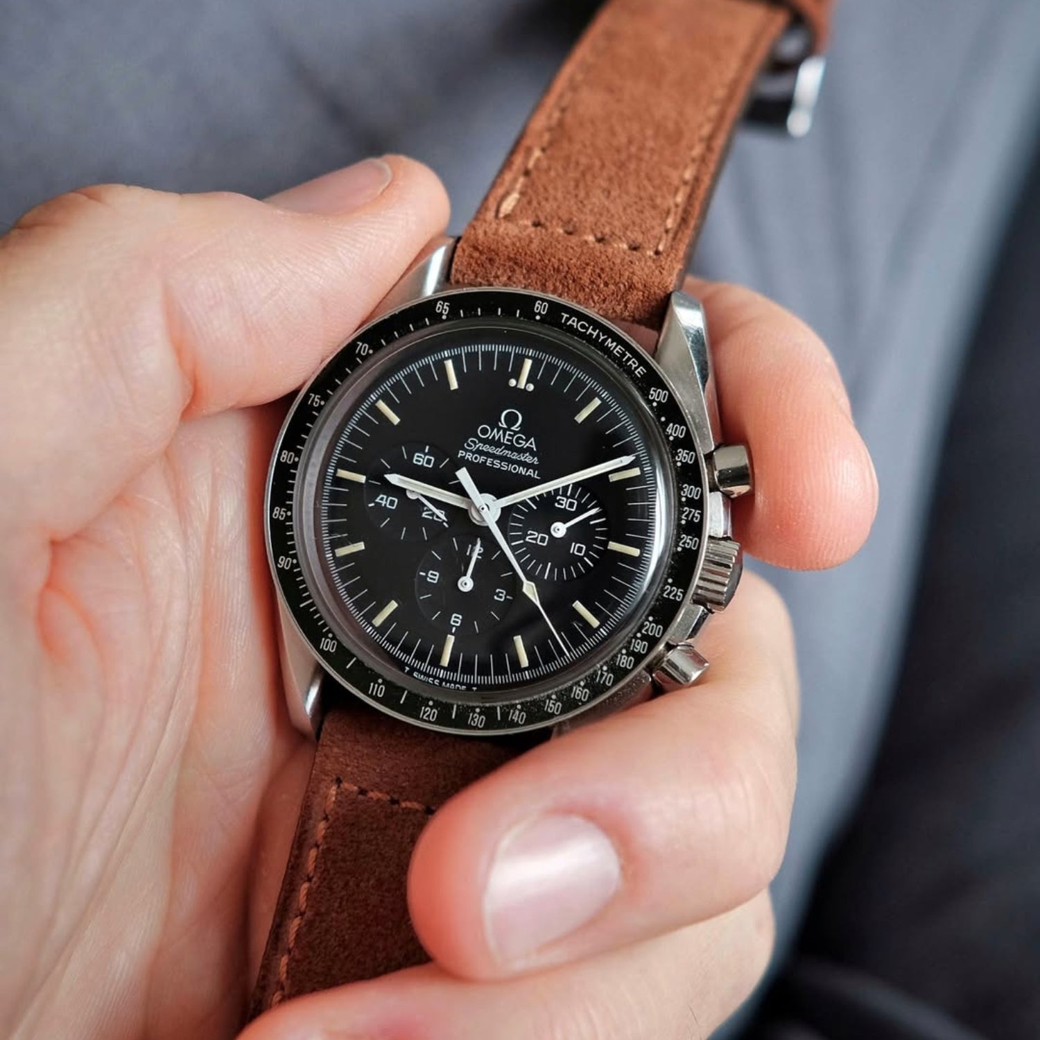 سوار ساعة من جلد سويدي – بني – Helvetus®