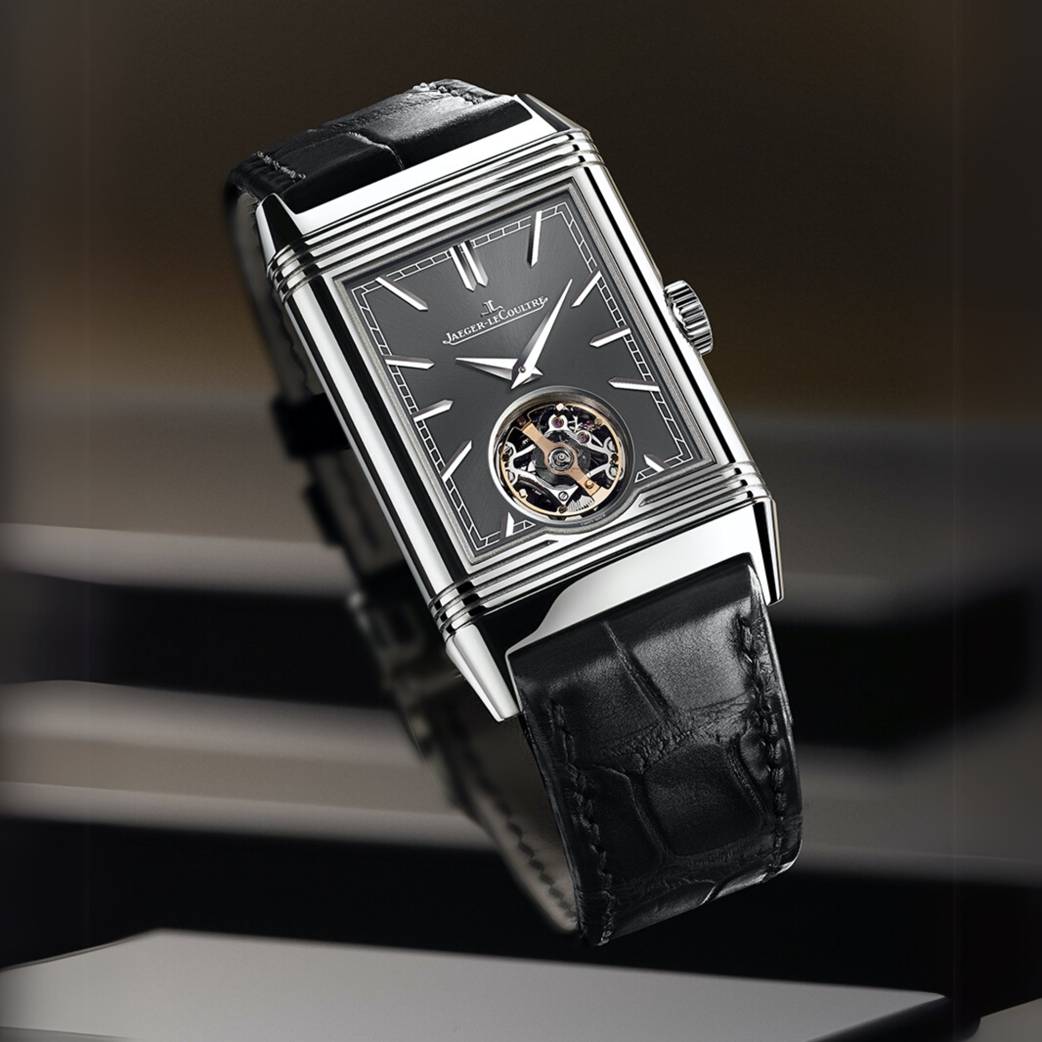 سوار جلد لـ Longines Master Collection – أسود