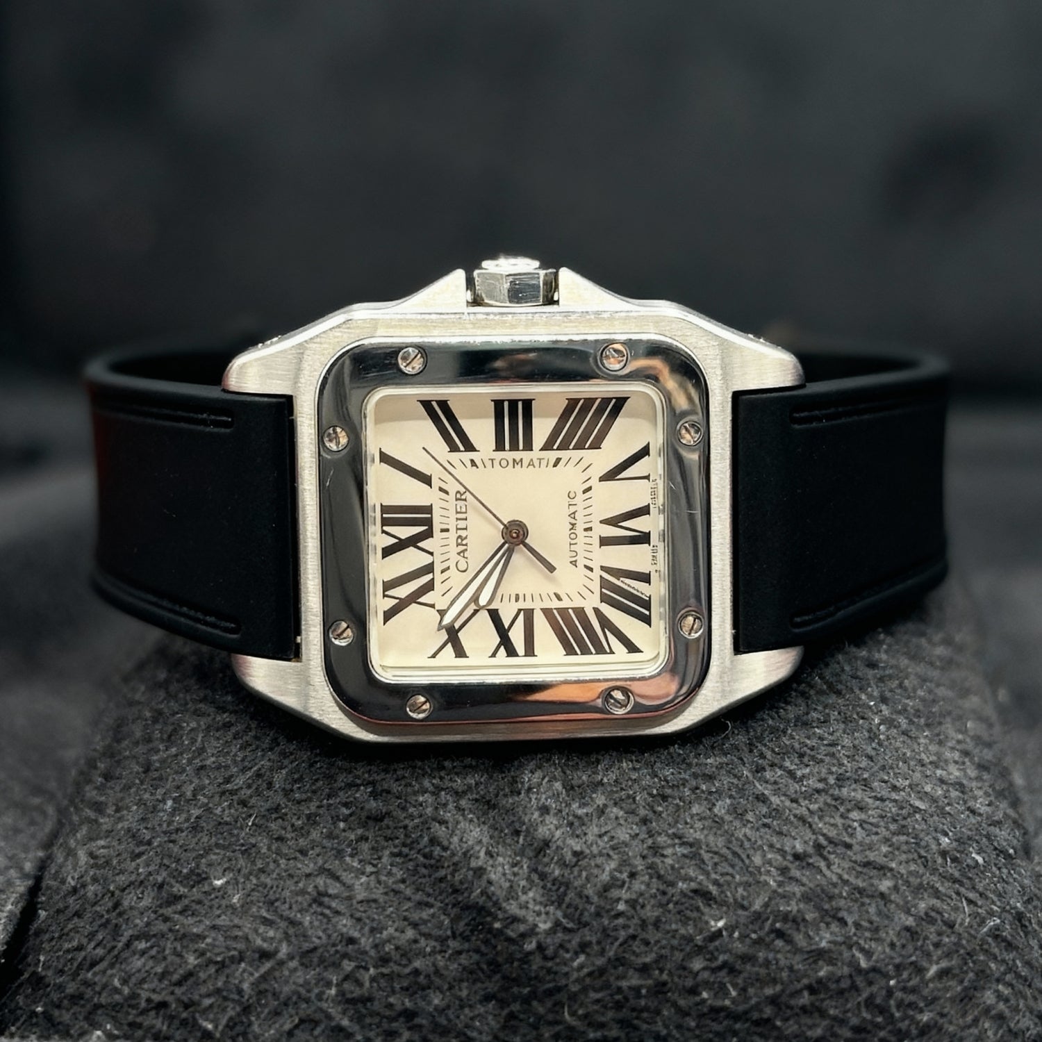 Cartier Santos 100 Rubber Strap - Black - Helvetus