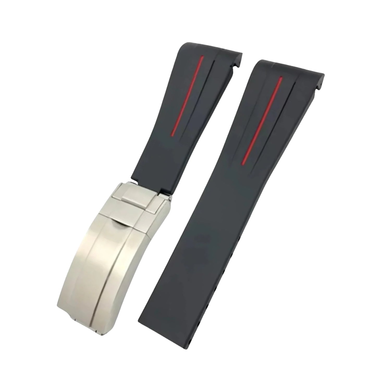 Deployant Rubber Strap - For Rolex Air - King 126900/116900 - Black/Red | LuxLine® - Helvetus