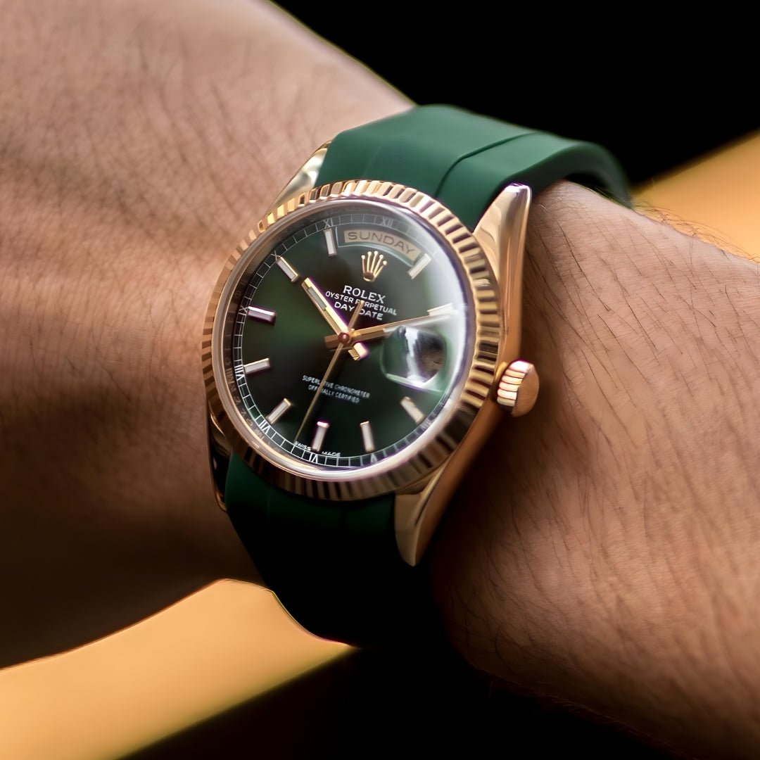 Deployant Rubber Strap - For Rolex Day - Date 36mm - Green - Helvetus