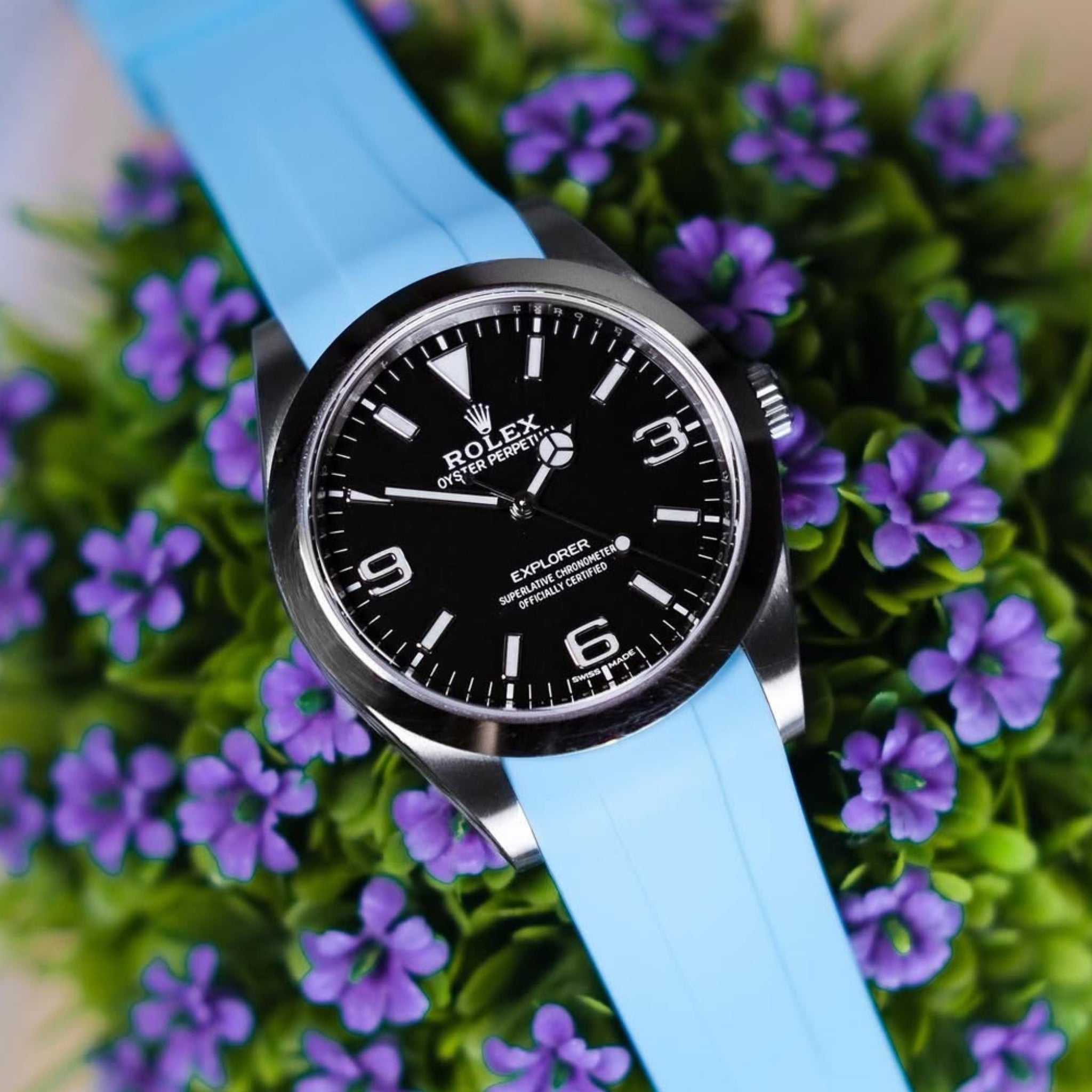 Deployant Strap - For Rolex Explorer I - Baby Blue - Helvetus