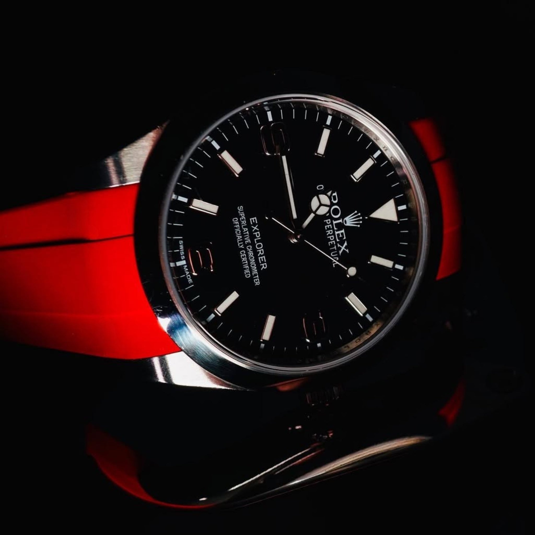 Deployant Strap - For Rolex Explorer I - Red - Helvetus
