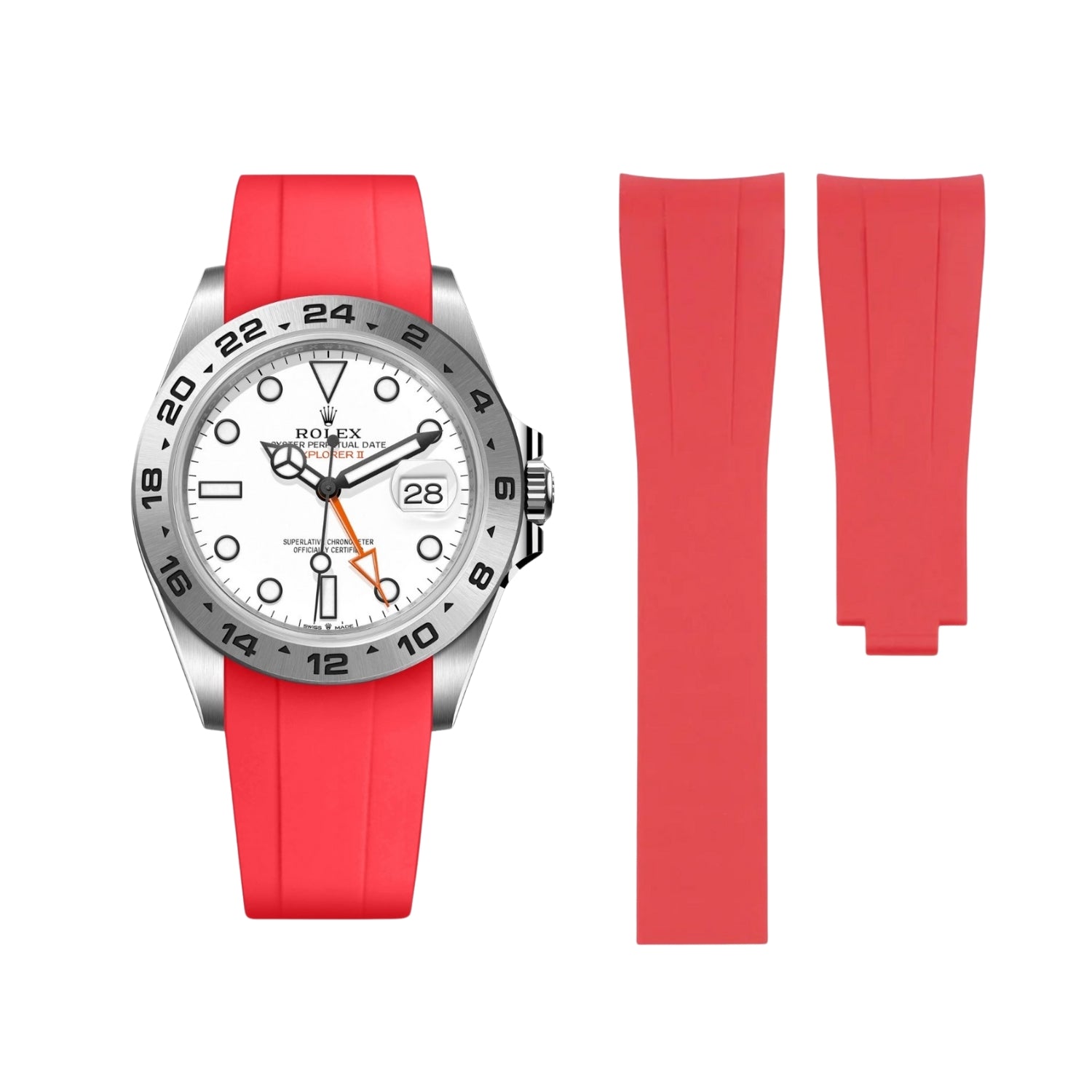 Deployant Strap - For Rolex Explorer II - Red - Helvetus