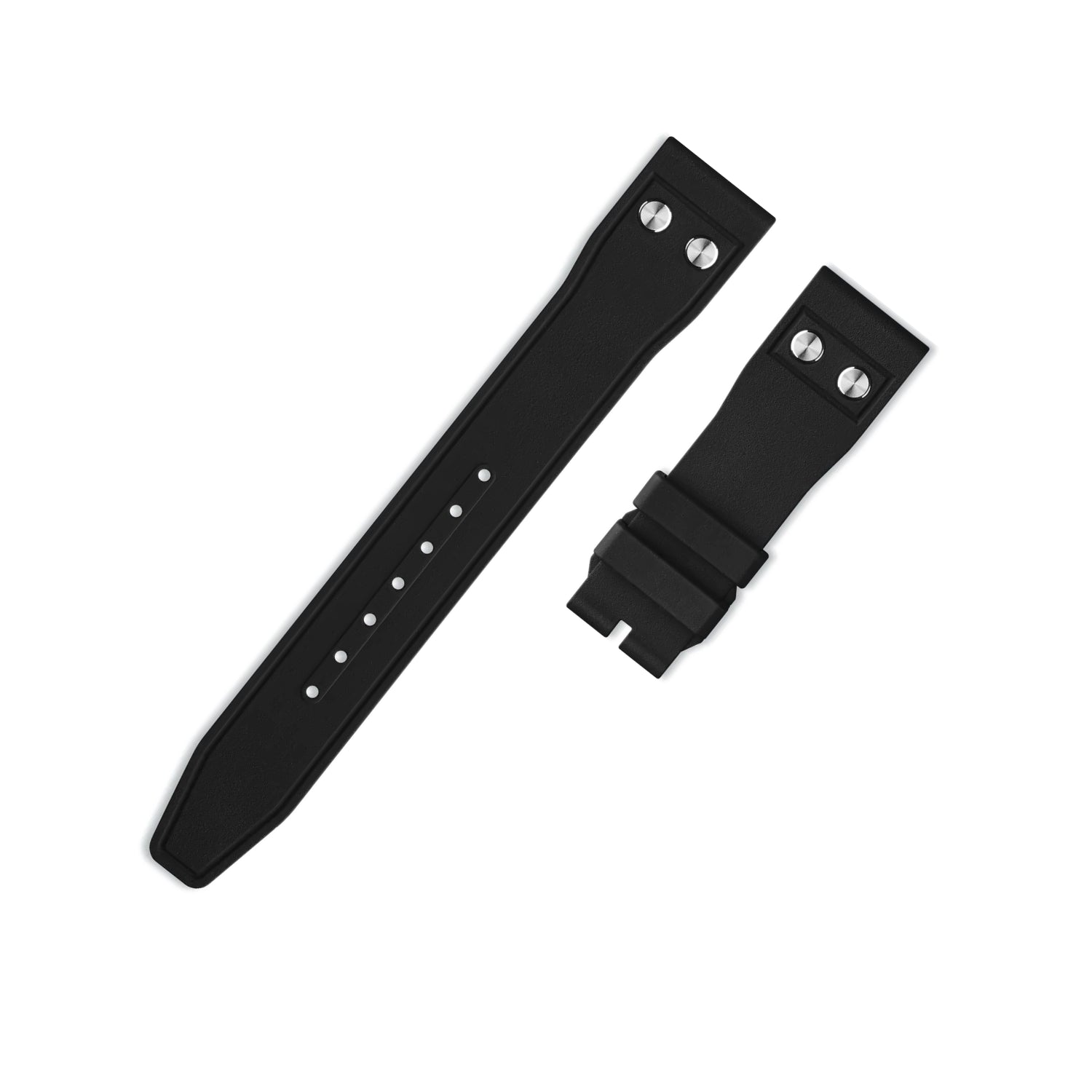 FKM Rubber Strap - For IWC Portugieser/Aquatimer/All Pilot Models/Portugieser/Portofino - Black - With Rivets - Helvetus