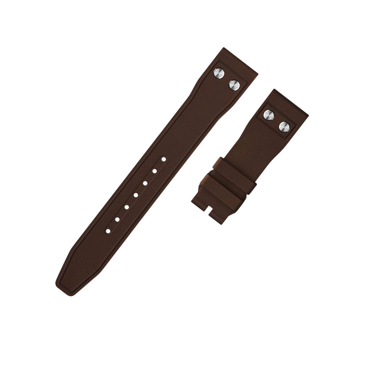 FKM Rubber Strap - For IWC Portugieser/Aquatimer/All Pilot Models/Portugieser/Portofino - Brown - With Rivets - Helvetus