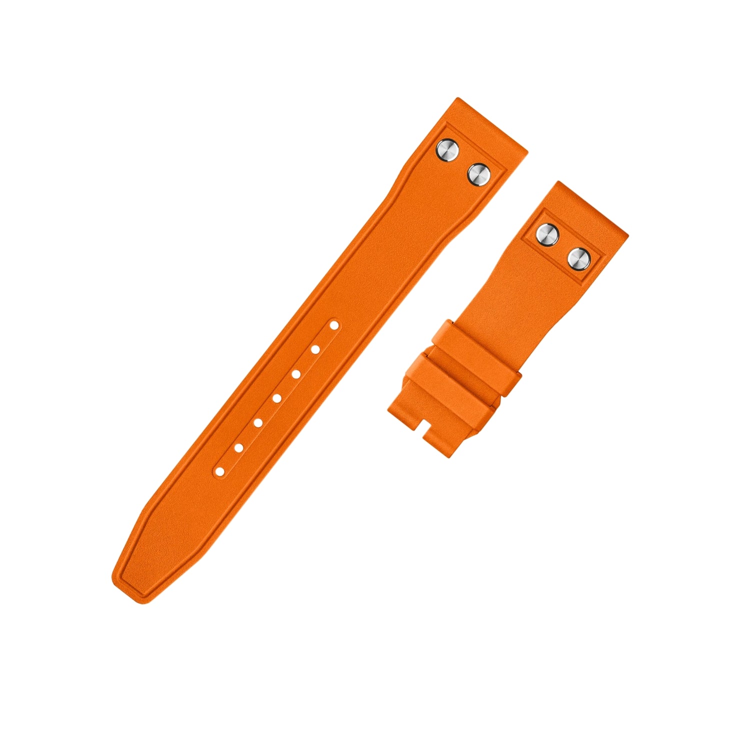 FKM Rubber Strap - For IWC Portugieser/Aquatimer/All Pilot Models/Portugieser/Portofino - Orange - With Rivets - Helvetus