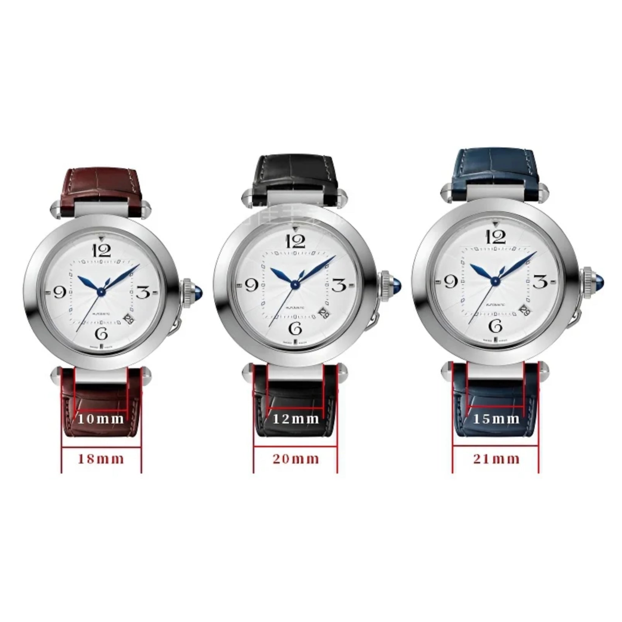 Leather Strap - For Cartier Pasha - Blue - Helvetus