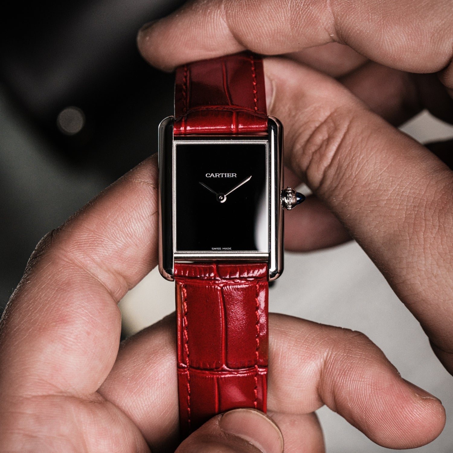 Leather Strap for Cartier Tank / Tank Solo / Tank Must – Red - Helvetus
