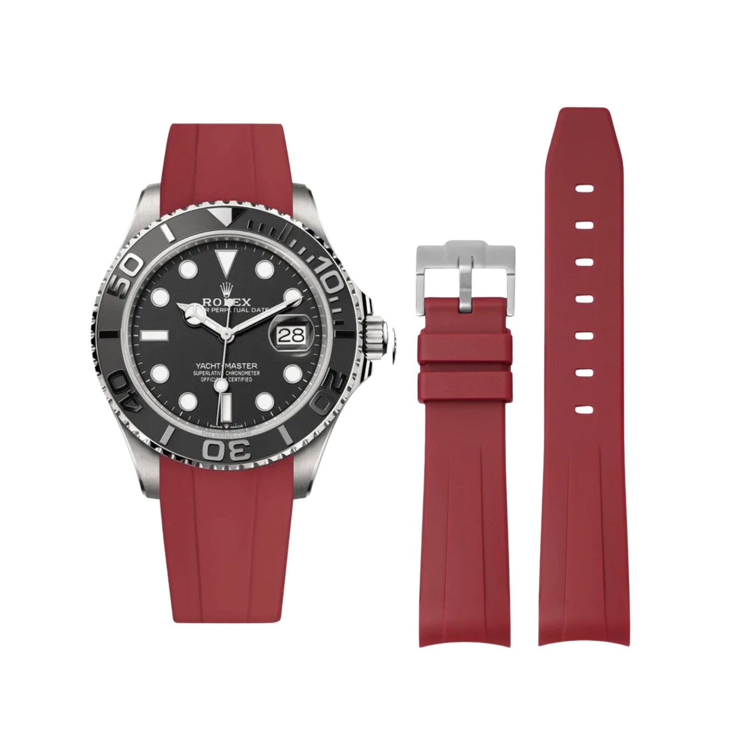 سوار مطاطي – لساعة Rolex Yacht-Master 40mm/42mm – بلون Bordeaux