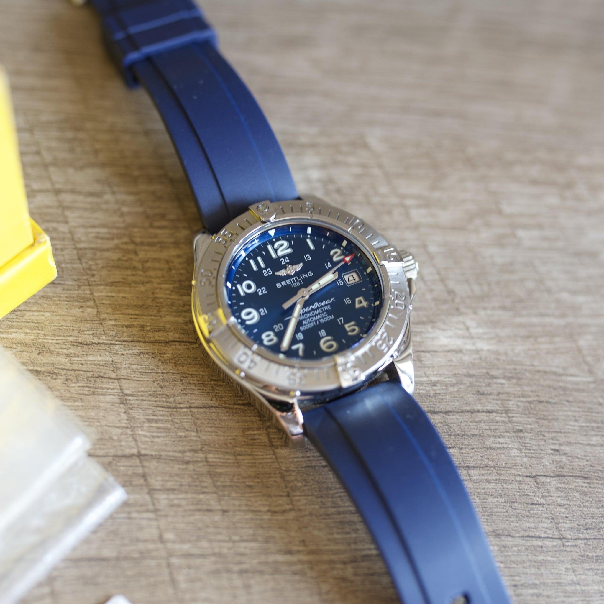 Rubber Strap - For all Breitling Superocean Models - Navy Blue - Helvetus