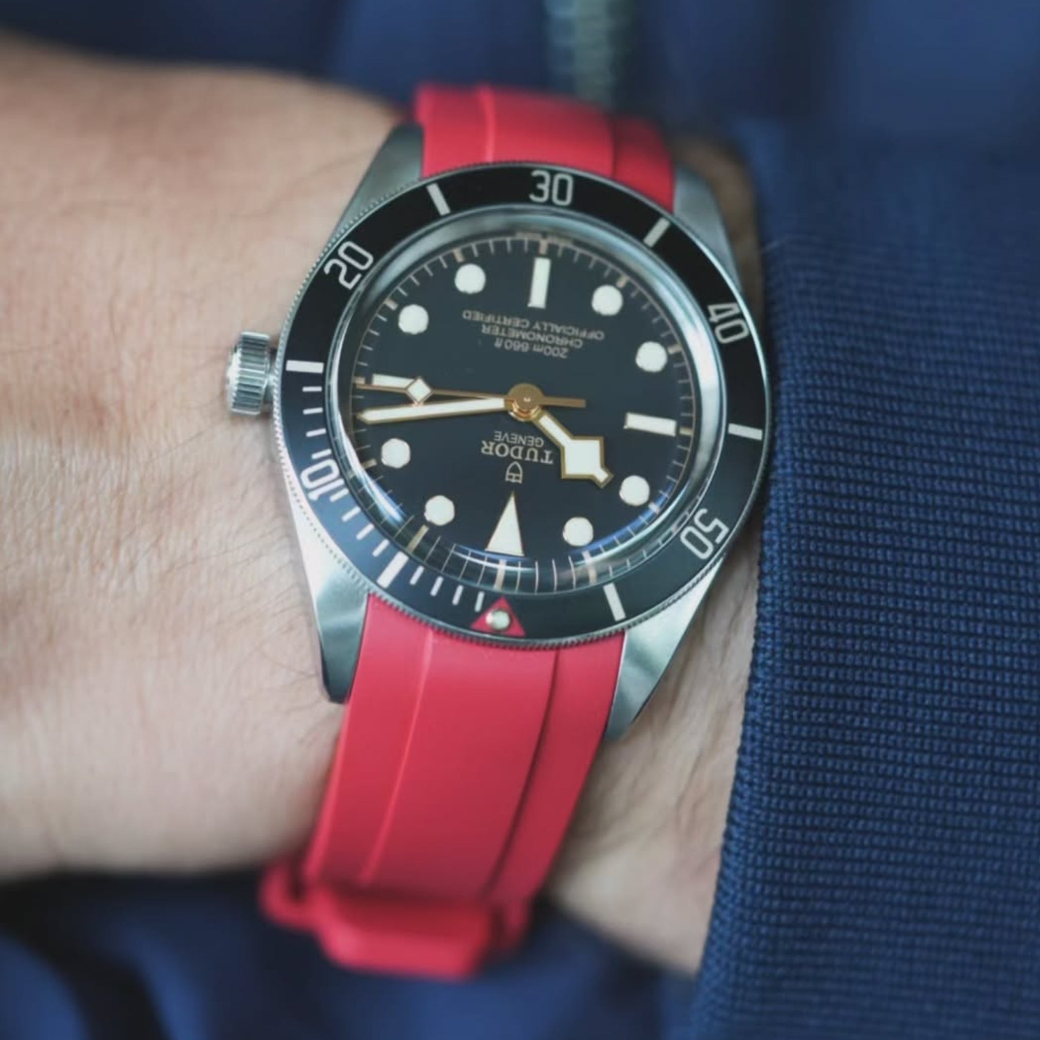 Rubber Strap - For all Tudor Black Bay Models - Red - Helvetus