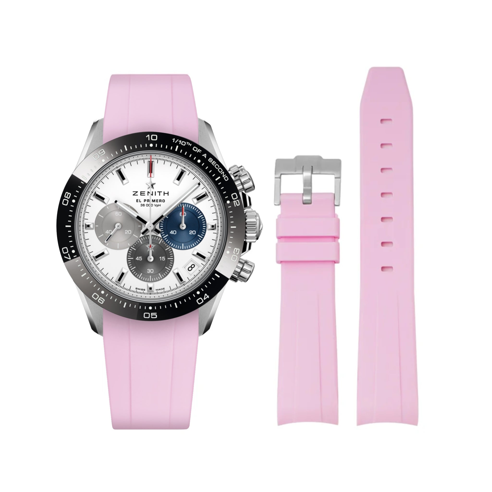 Rubber Strap - For all Zenith Chronomaster Models - Pink - Helvetus
