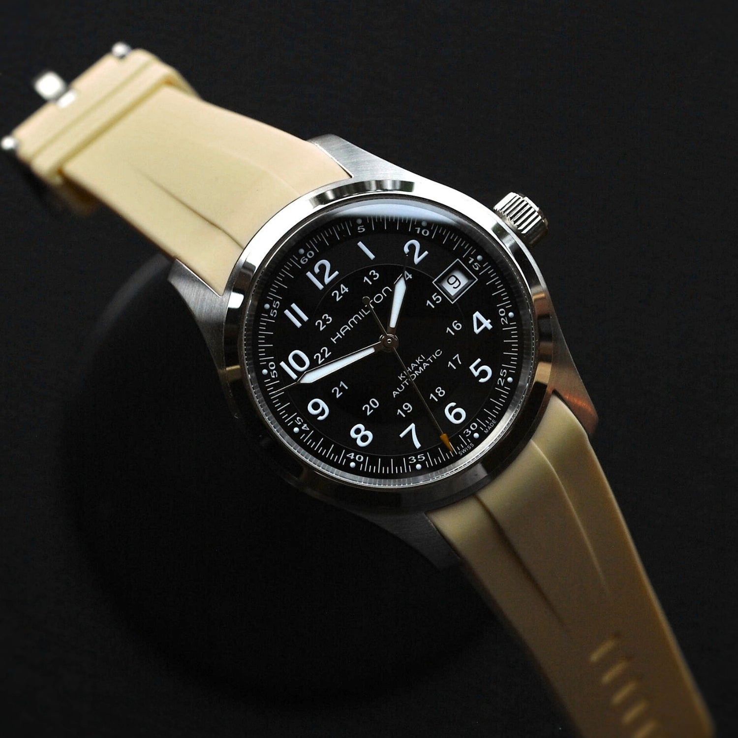 Rubber Strap – For Hamilton Khaki Field (38mm/40mm/42mm) - Beige - Helvetus