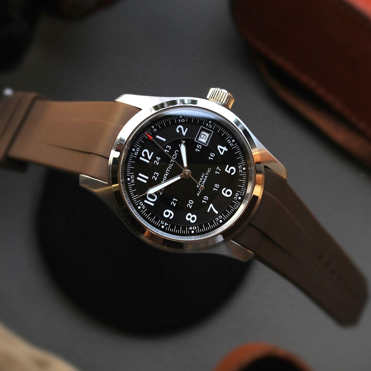 Rubber Strap – For Hamilton Khaki Field (38mm/40mm/42mm) - Brown - Helvetus