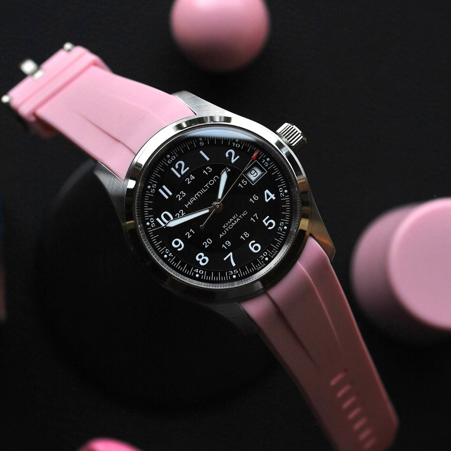 Rubber Strap – For Hamilton Khaki Field (38mm/40mm/42mm) - Pink - Helvetus
