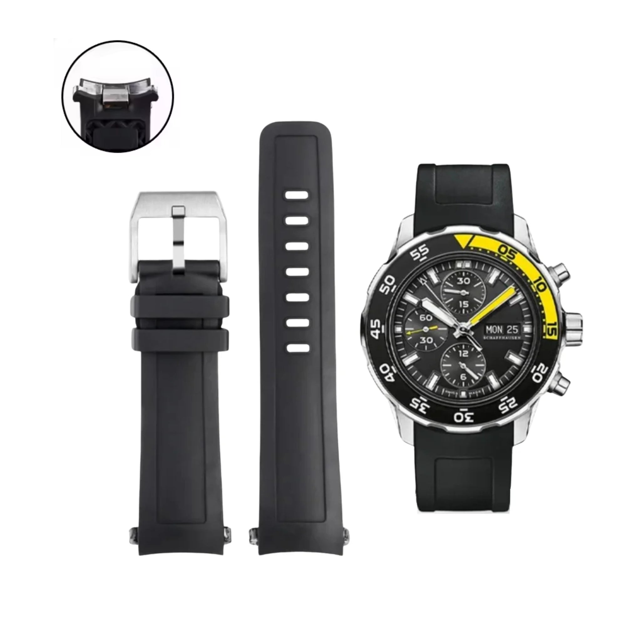 Rubber Strap - For IWC Aquatimer 2000 - Black - Helvetus