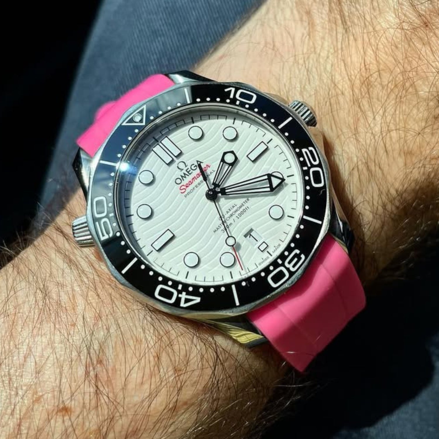 Rubber Strap - For Omega Seamaster 300 - Pink - Helvetus