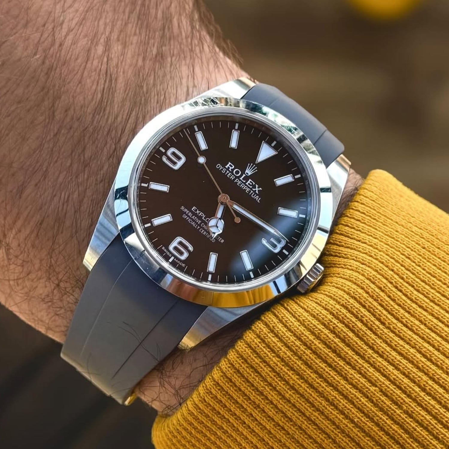 Rubber Strap - For Rolex Explorer I - Grey - Helvetus