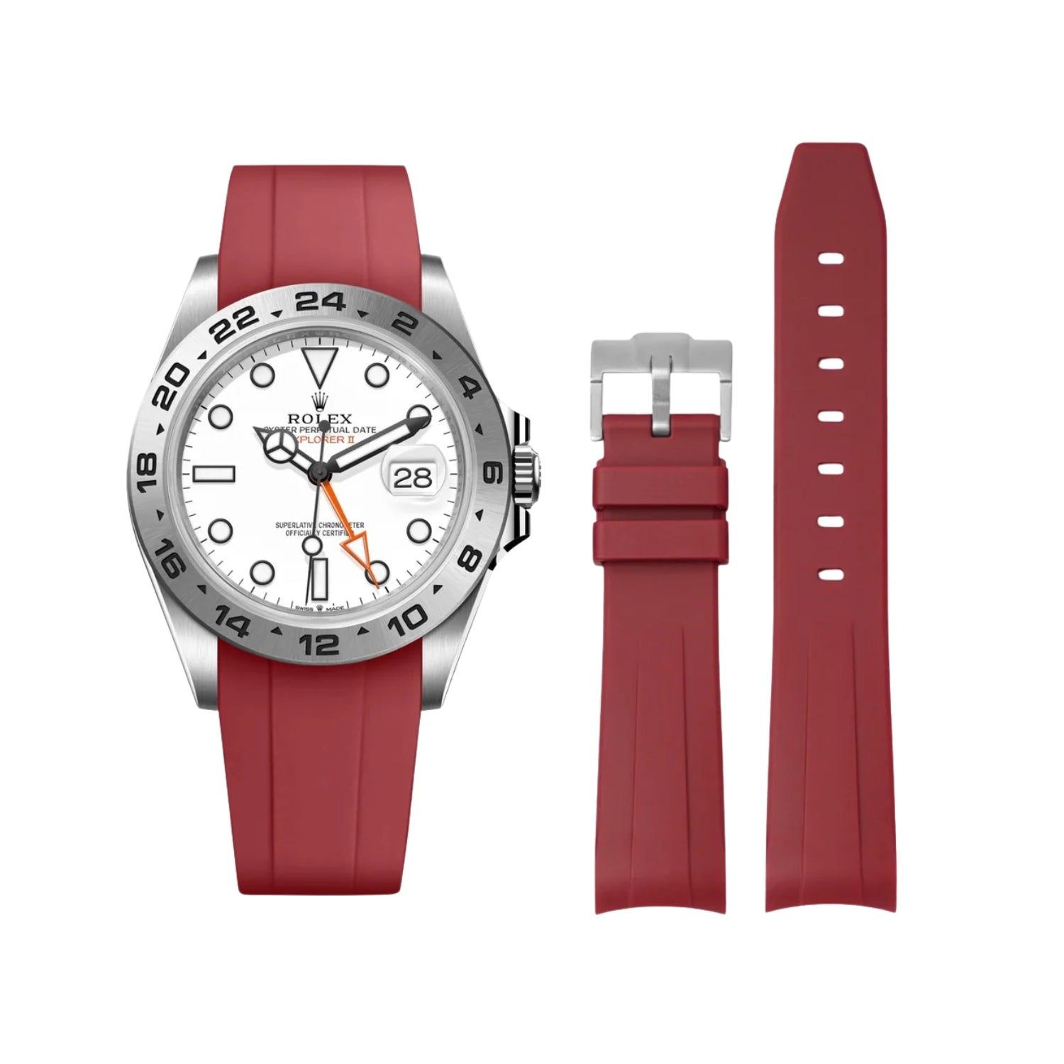 Rubber Strap - For Rolex Explorer II - Bordeaux - Helvetus