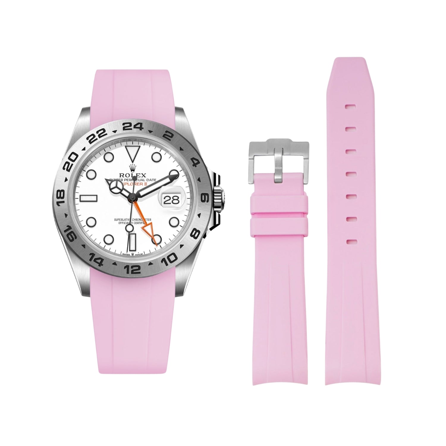 Rubber Strap - For Rolex Explorer II - Pink - Helvetus