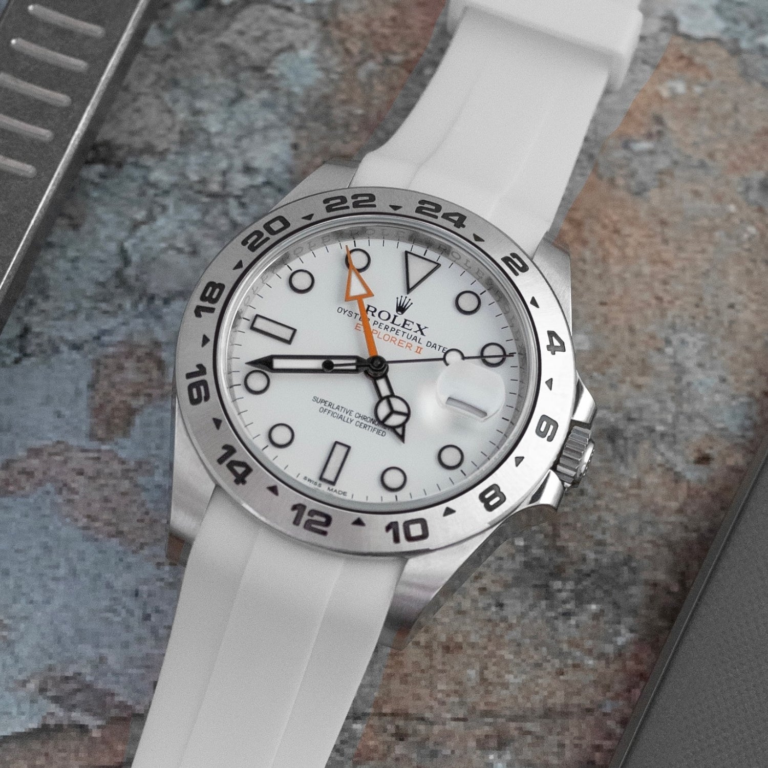 Rubber Strap - For Rolex Explorer II - White - Helvetus