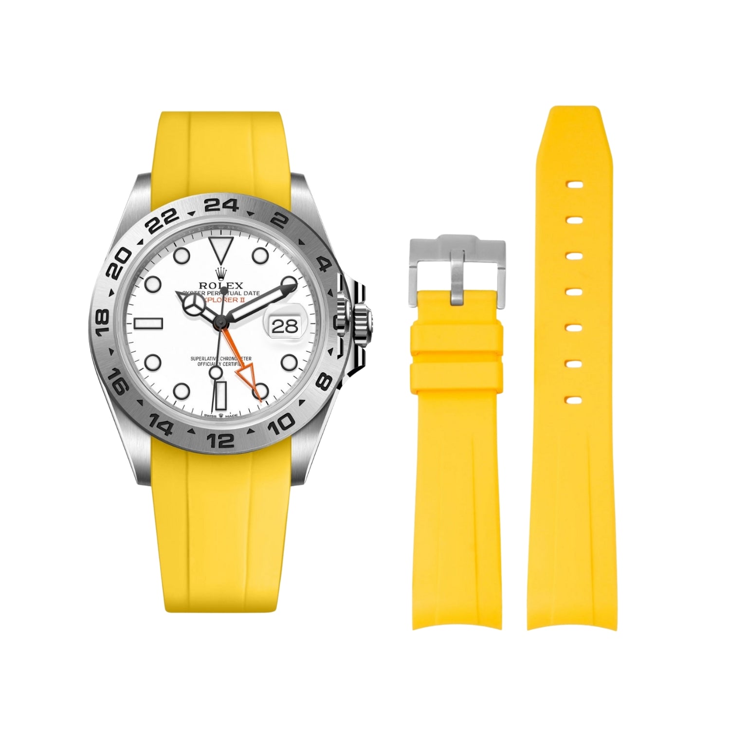 Rubber Strap - For Rolex Explorer II - Yellow - Helvetus